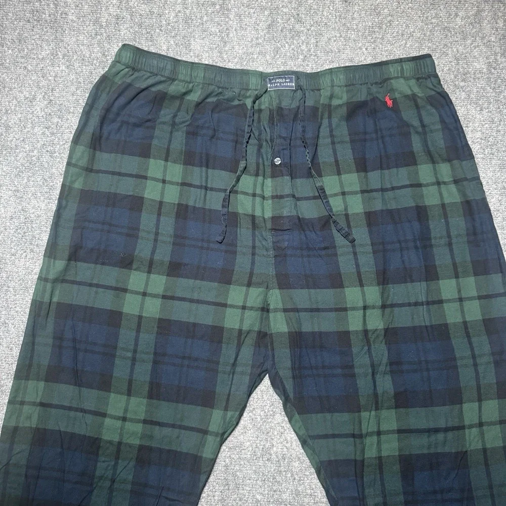 Polo Ralph Lauren Pants Mens 2XL Green Plaid Flannel Pajama Sleepwear Lounge